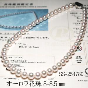 真珠ネックレス8.5mm－9mm 真科研鑑別付（値下げ ネックレス 花珠真珠8.5-9mmネックレス8.5mmペア2点セット真珠総合研究