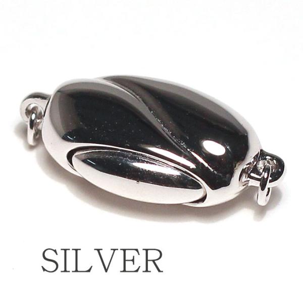 クラスプ 留め金具 パールネックレス用 SILVER ワンプッシュ M〜L 両面タイプ 厚みないスッ...