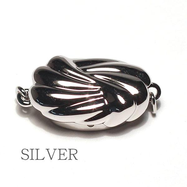 留め具 クラスプ  SILVER 差し込み式 Mサイズ  結びデザイン パールネックレス用 ワンタッ...