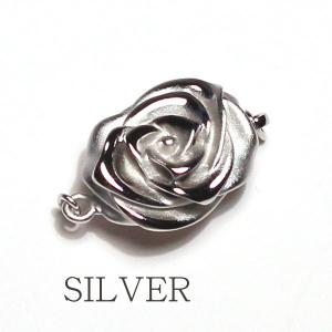 留め具 クラスプ Sサイズ SILVER差し込み式 薔薇上向きパール