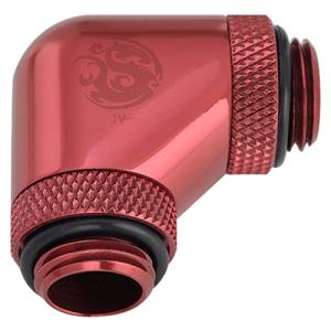 Bitspower G1/4インチスレッド用 デュアル ロータリー 90度角 エクステンダー ディープブラッドレッド