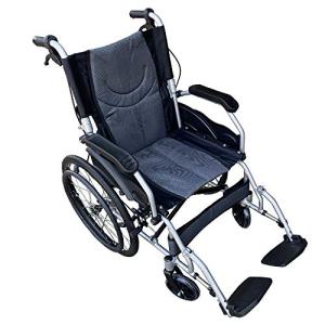 ブラック 非課税 ナイスウェイ3自走式折りたたみ車椅子 介助ブレーキ付き 座面幅約46cm