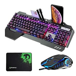 FELiCONゲーミングキーボード マウスセット 光るキーボード K618 バックライト 26アンチゴースト 英語配列 RGB USB