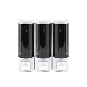 REDHiLL シャンプーディスペンサー マグネット 壁掛け 3本セット ディスペンサー 透明 簡単取り付け シャンプーボトル 磁石 つめかえ ソープ ホワイト×グレー