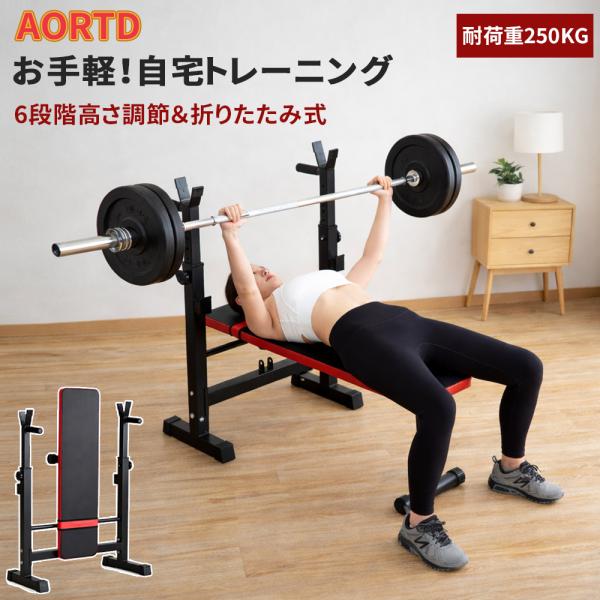 AORTD プレスベンチ トレーニングベンチ 耐荷重250kg ベンチプレス台 ホームジム トレーニ...