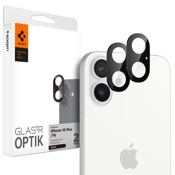 Spigen iPhone16 iPhone16Plus カメラ保護フィルム 2枚入 9H硬度強化ガ...