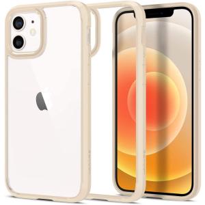iPhone12 / iPhone12Pro ケース Magsafe対応 背面クリア 耐衝撃 Spigen ACS02177 / サンドベージュ