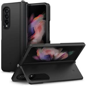 Galaxy Z Fold3 ケース スタンド付き 耐衝撃 マット仕上げ Qi充電 ワイヤレス充電 スクリーン保護 Spigen ACS03410 / ブラック