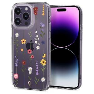 iPhone14ProMax スマホケース  ワイヤレス充電対応 CYRILL Spigen ACS04874 フラワーガーデン