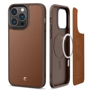 iPhone14ProMax スマホケース MagSafe対応 ストラップホール付 CYRILL Spigen ACS04881 サドルブラウン