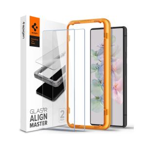Google Pixel7 ガラスフィルム 2枚入 ガイド枠付 指紋認証可能 保護フィルム Spigen AGL05199
