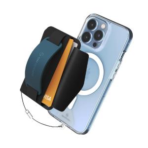 スマホ カードケース MagSafe対応 スタンド機能付き 落下防止タグパッチ着脱簡単 Sinjimoru  M-BGrip ブルー