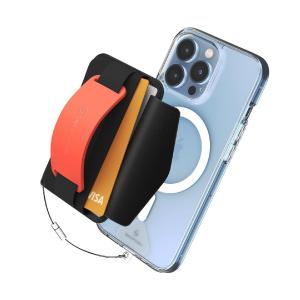 スマホ カードケース MagSafe対応 スタンド機能付き 落下防止タグパッチ着脱簡単 Sinjimoru  M-BGrip クレメンタイン