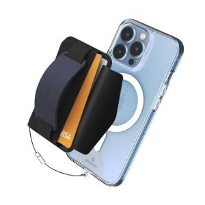 スマホ カードケース MagSafe対応 スタンド機能付き 落下防止タグパッチ着脱簡単 Sinjimoru  M-BGrip ネイビー