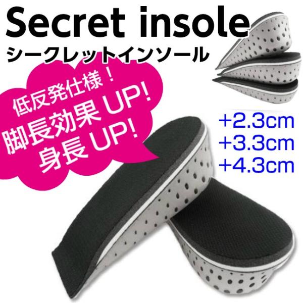 シークレット インソール かかと用 こっそり身長アップ 靴の 中敷き 衝撃吸収 2cm 3cm 4c...