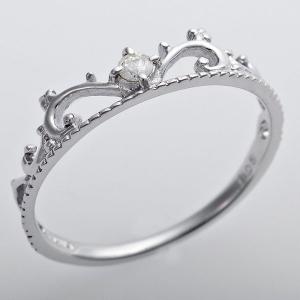 K10ホワイトゴールド 天然ダイヤリング 指輪 ダイヤ0 05ct 9号 アンティーク調 プリンセス ティアラ