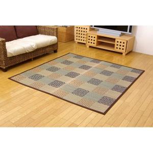 純国産 出荷 日本製 い草花ござカーペット 五風 ブラウン 江戸間4 5畳 約261 261cm 防臭効果 抗菌