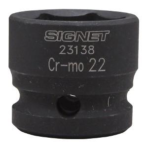 SIGNET シグネット 1/2DR インパクト用ショートソケット 22mm 23138 全長28mm｜wno