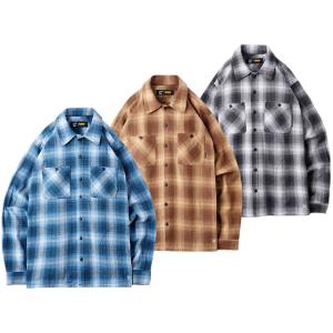 全3色【BLUCO/ブルコ】2024AW「Ombre Check flannel Shirts/オンブレチェックフランネルシャツ」(145-11-047)【予約商品/2024年8-9月入荷予定】(UNCROWD)｜wolfpack-ss