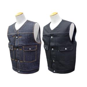 全2色【RED TAiL/レッドテイル】「Cross Denim Vest”4th”/クロスデニム