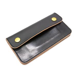 国産ステアハイド トラッカーウォレット150（ミドル）3層カスタム 茶芯ブラック Steerhide Short Truckerwallet (ステアハイド トラッカー