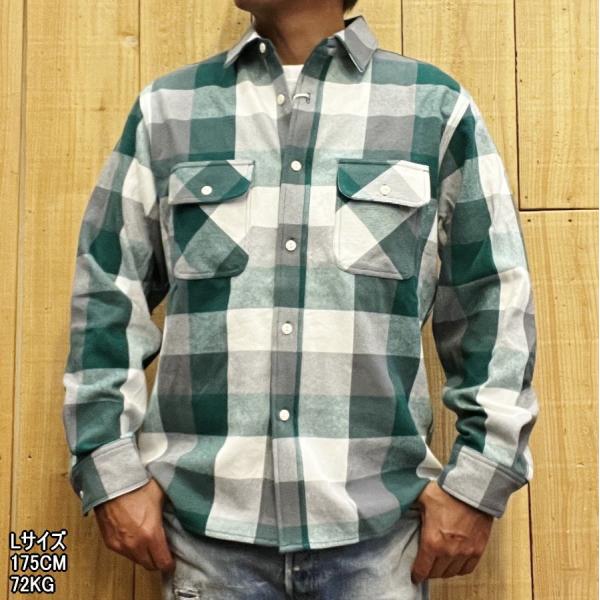 BIG MIKE ビッグマイク ヘビーフランネルシャツ グリーン×グレイ HEAVY FLANNEL...