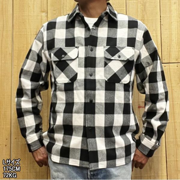 BIG MIKE ビッグマイク ヘビーフランネルシャツ ホワイト×ブラック HEAVY FLANNE...