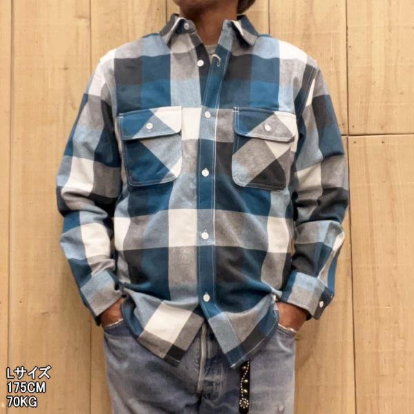 BIG MIKE ビッグマイク ヘビーフランネルシャツ ブルー×チャコール HEAVY FLANNE...