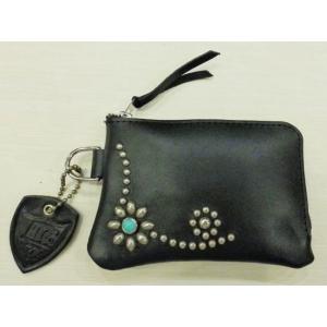 HTC財布 ウォレット ターコイズ フラワースタッズ パース Coner Zip Purse Wallet #25 TQ｜wolfrobe