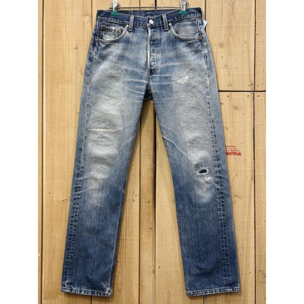 超激ヒゲ リーバイス501 タテ落ち リアルワーカー 古着 リペアカスタム LEVIS501 90S...