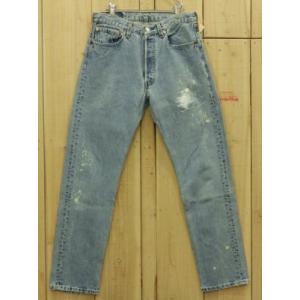 リーバイス501 古着 90S LEVIS501 ジーンズ ペイント加工 カスタムW31×L31 ダ...