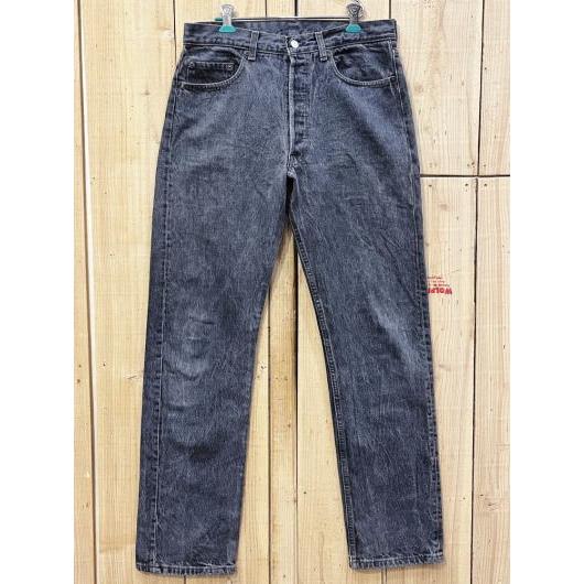 リーバイス501 先染ブラック 黒 古着 LEVIS501 80S ハチマル CAREスタンプパッチ...