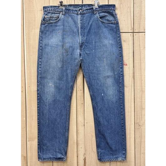 縦落ち リーバイス505 古着 赤タグ ハチマル LEVIS505 CAREスタンプパッチ 裾チェー...