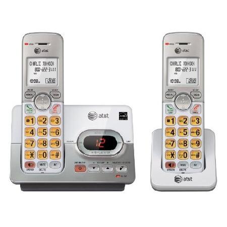ATT DECT 6.0 2発信者ID、ITAD、受話器スピーカーフォン、白とグレーのコードレス電話...