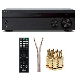 Sony STRDH190 2-ch Stereo Receiver with Phono Inputs ＆ Bluetooth with 100ft of Speaker Wire and 5 Pairs of Banana Plugs