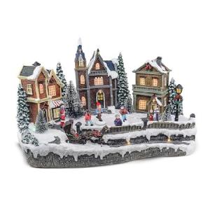 Christmas Village Lighthouse - ライト付きミュージカル スノー