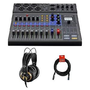 Zoom LiveTrak L-8 Portable 8-Channel Digital Mixer/Recorder with AKG K 240 Studio Pro Headphones ＆ XLR Cable Bundle