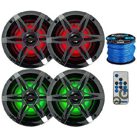 Enrock Marine 6.5インチ 120W 最大防水2ウェイ同軸スピーカー マルチカラーLE...