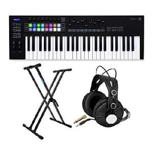 Novation Launchkey 49 MK3 49 Key USB MIDI Keyboard Controller Bundle with Knox Studio Headphones and Keyboard Stand (3 Items)
