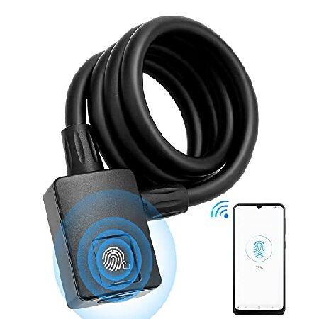 Bluetooth Bike Fingerprint Padlock Lock Cable with...