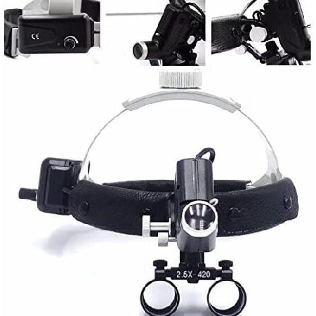 BONEW ヘッドバンド 2.5X-420mm 倍率 双眼鏡ルーペ 5W調節可能なヘッドバンドランプ...