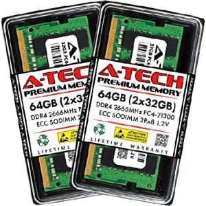 A-Tech 64GB キット (2x32GB) RAM Synology DiskStation DS1621xs+ NAS用 | DDR4 2666MHz PC4-21300 ECC SODIMM 2Rx8 1.2V 260ピン メモリアップグレード