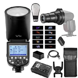 Godox V1S Professional Camera Flash Speedlight Round Head Wireless 2.4G Fresnel Zoom for Sony a7RII a7R a58 a99 ILCE6000L a7RIII a7R3 a9 a77II a77 a35