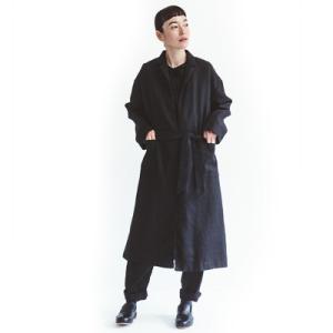 fog linen work フォグリネンワーク LOTTE COAT BLACK ロッテ コート ブラック LWA634-17｜womanremix