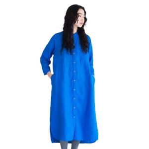 fog linen work フォグリネンワークLOUISE DRESS BLEU ROI ルイーズ　ワンピース　ブルーロワ　LWA663-1175｜womanremix