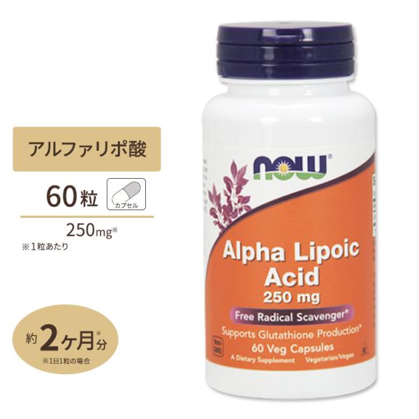 NOW Foods アルファリポ酸 250mg 60粒 ベジカプセル ナウフーズ ALPHA LIP...