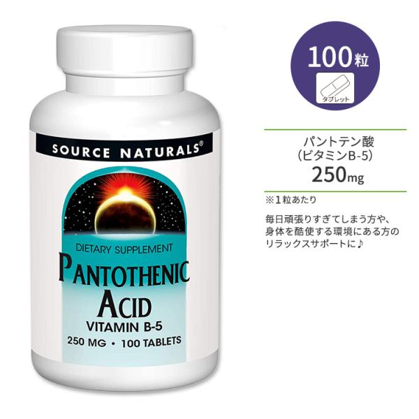 ソースナチュラルズ パントテン酸 ビタミンB-5 250mg 100粒 タブレット Source N...