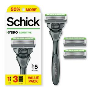 シック ハイドロ センシティブ メンズ替刃式カミソリ 5枚刃 本体1本 替刃3個 Schick Hydro Sensitive 5 Blade Razor fo お取り寄せ