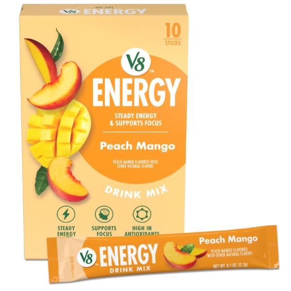 お取り寄せ V8エナジー ピーチマンゴー エナジードリンクパウダー 10本入り V8 Energy ...