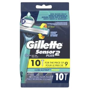 ジレット センサー2 プラス メンズ 2枚刃 使い捨てカミソリ 首振りヘッド 10本入 Gillette Sensor 2 Plus Pivoting Men お取り寄せ